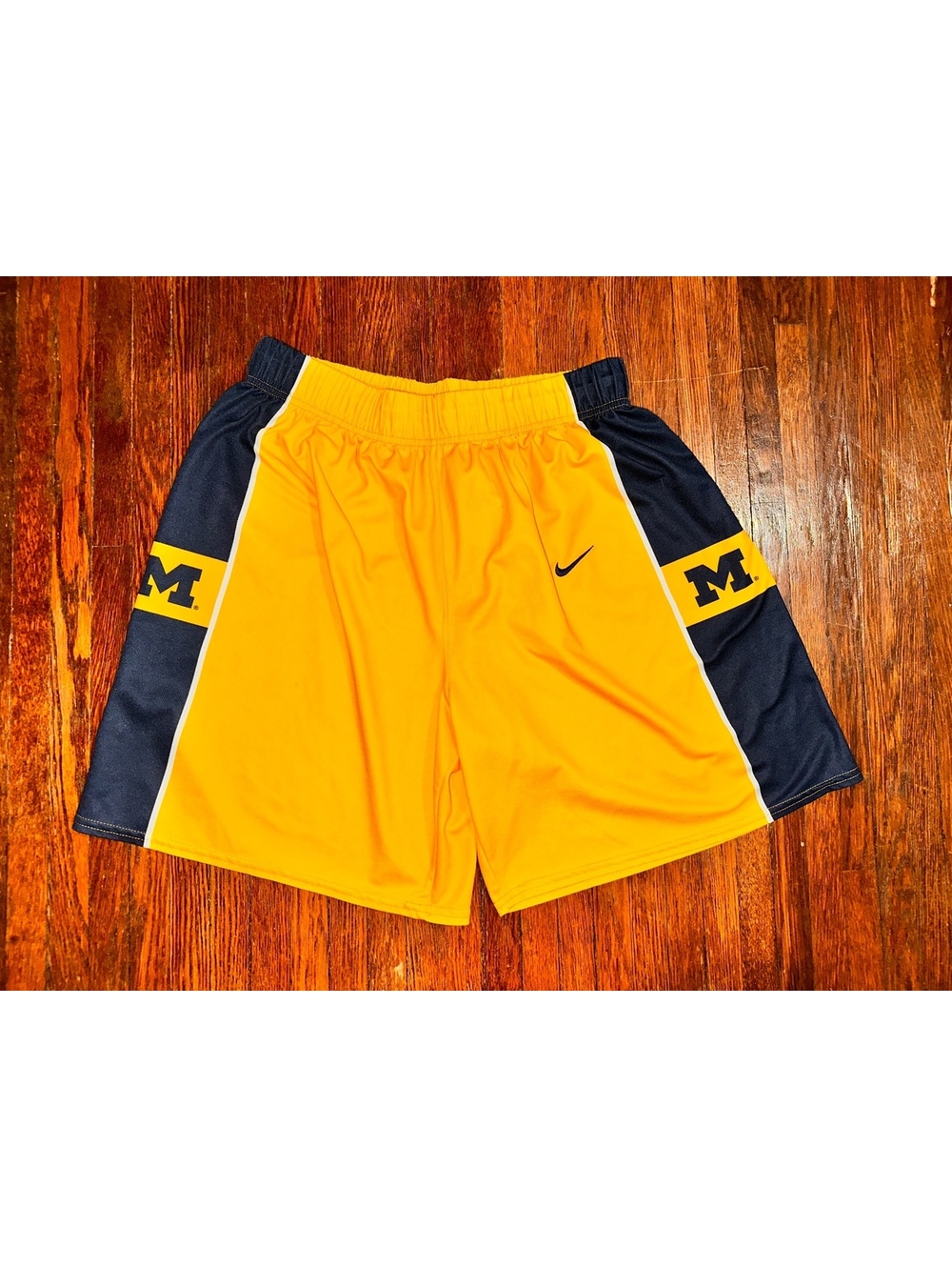 Vintage 90s Nike Michigan Wolverines Basketball Shorts Yellow Navy Men's 2X
